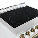FORNO Paolo 30" 4.38 cu. ft. Freestanding Electric Range in White with Antique Brass Handles, FFSEL6011-30WHT