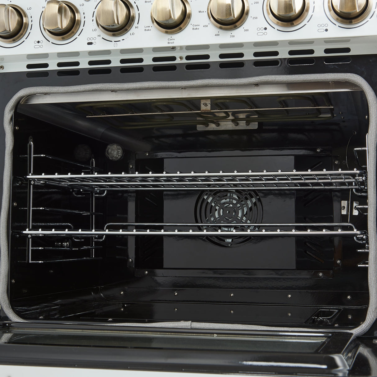 FORNO Paolo 30" 4.38 cu. ft. Freestanding Electric Range in White with Antique Brass Handles, FFSEL6011-30WHT