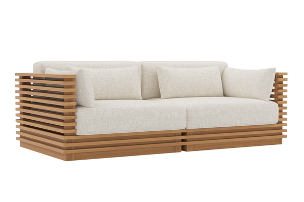 Valencia Elise Fabric Sectional Outdoor Loveseat Sofa, Beige
