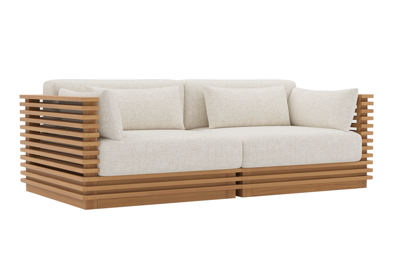 Valencia Elise Fabric Sectional Outdoor Loveseat Sofa, Beige