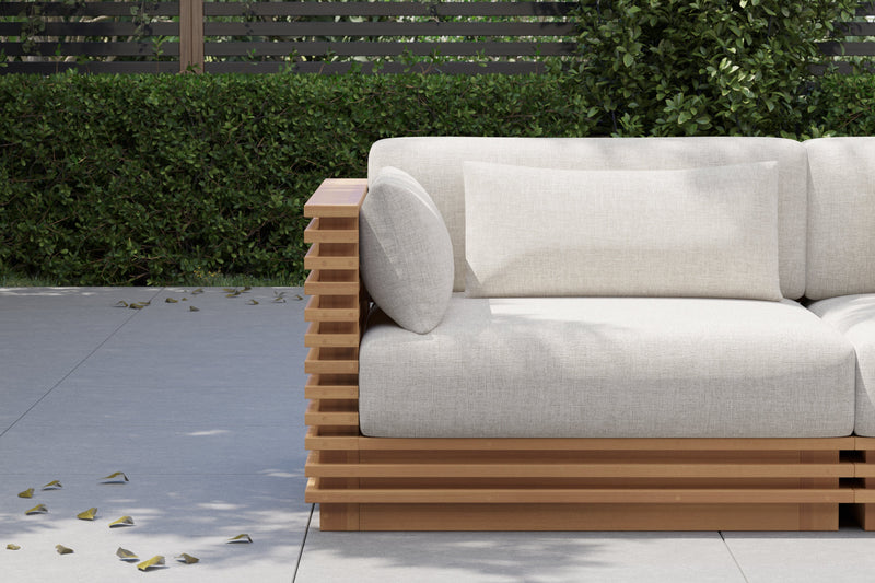 Valencia Elise Fabric Sectional Outdoor Loveseat Sofa, Beige