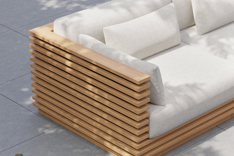 Valencia Elise Fabric Sectional Outdoor Loveseat Sofa, Beige