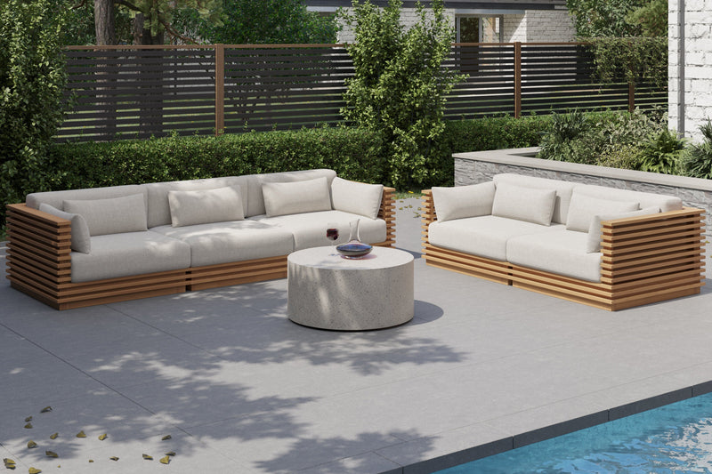 Valencia Elise Fabric Sectional Outdoor Loveseat Sofa, Beige