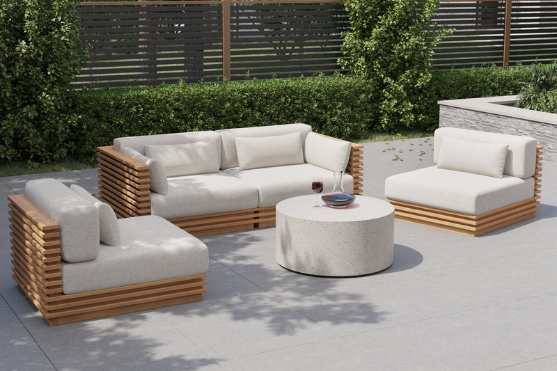 Valencia Elise Fabric Sectional Outdoor Loveseat Sofa, Beige
