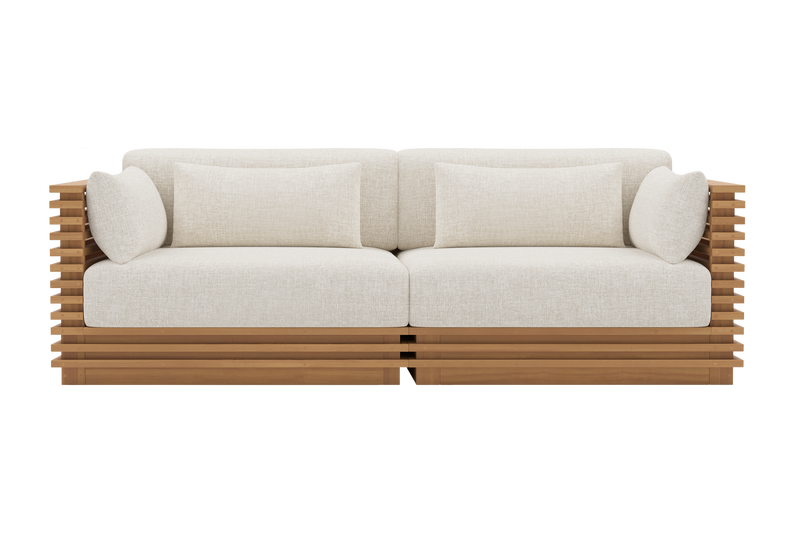 Valencia Elise Fabric Sectional Outdoor Loveseat Sofa, Beige