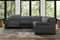 Valencia Ellie Top Grain Leather L-Shape Sofa, Charcoal Grey