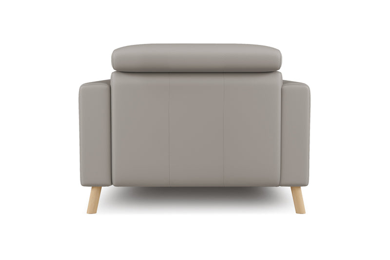 Valencia Elodie Top Grain Leather Accent Chair, Light Grey