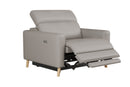 Valencia Elodie Top Grain Leather Recliner Single Seat Sofa, Light Grey