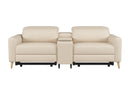 Valencia Elodie Top Grain Leather Loveseat with Console Sofa, Beige