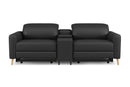 Valencia Elodie Top Grain Leather Loveseat with Console Sofa, Black