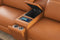 Valencia Elodie Top Grain Leather Loveseat with Console Sofa, Cognac