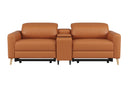 Valencia Elodie Top Grain Leather Loveseat with Console Sofa, Cognac