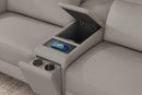 Valencia Elodie Top Grain Leather Loveseat with Console Sofa, Light Grey