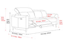 Valencia Elodie Top Grain Leather Loveseat Dual Recliners, Light Grey