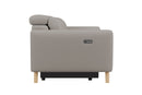 Valencia Elodie Top Grain Leather Loveseat Dual Recliners, Light Grey