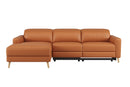 Valencia Elodie Top Grain Leather Sectional Sofa, Three Seats with Left Chaise, Cognac
