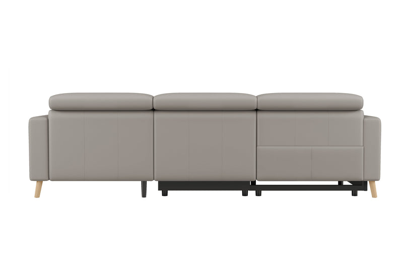 Valencia Elodie Top Grain Leather Sectional Sofa, Three Seats with Right Chaise, Light Grey