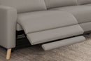 Valencia Elodie Top Grain Leather Sectional Sofa, Three Seats with Right Chaise, Light Grey