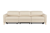 Valencia Elodie Top Grain Leather Three Seats with Double Recliners Sofa, Beige
