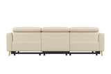 Valencia Elodie Top Grain Leather Three Seats with Double Recliners Sofa, Beige
