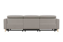 Valencia Elodie Top Grain Leather Three Seats with Double Recliners Sofa, Light Grey