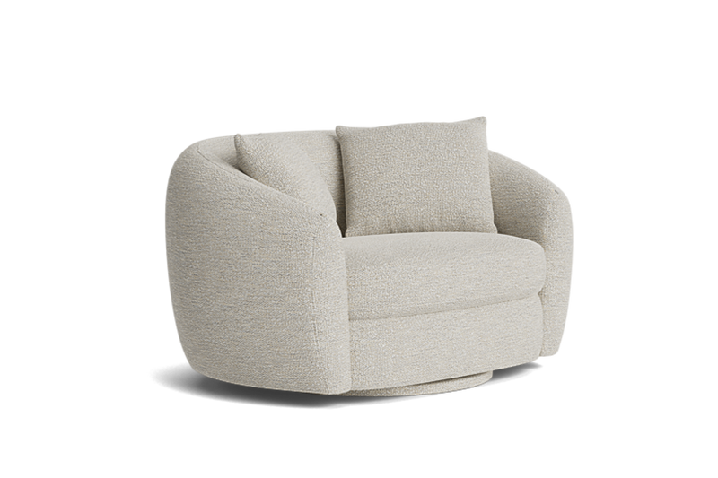 Valencia Eluned Boucle Fabric Swivel Accent Chair, Beige