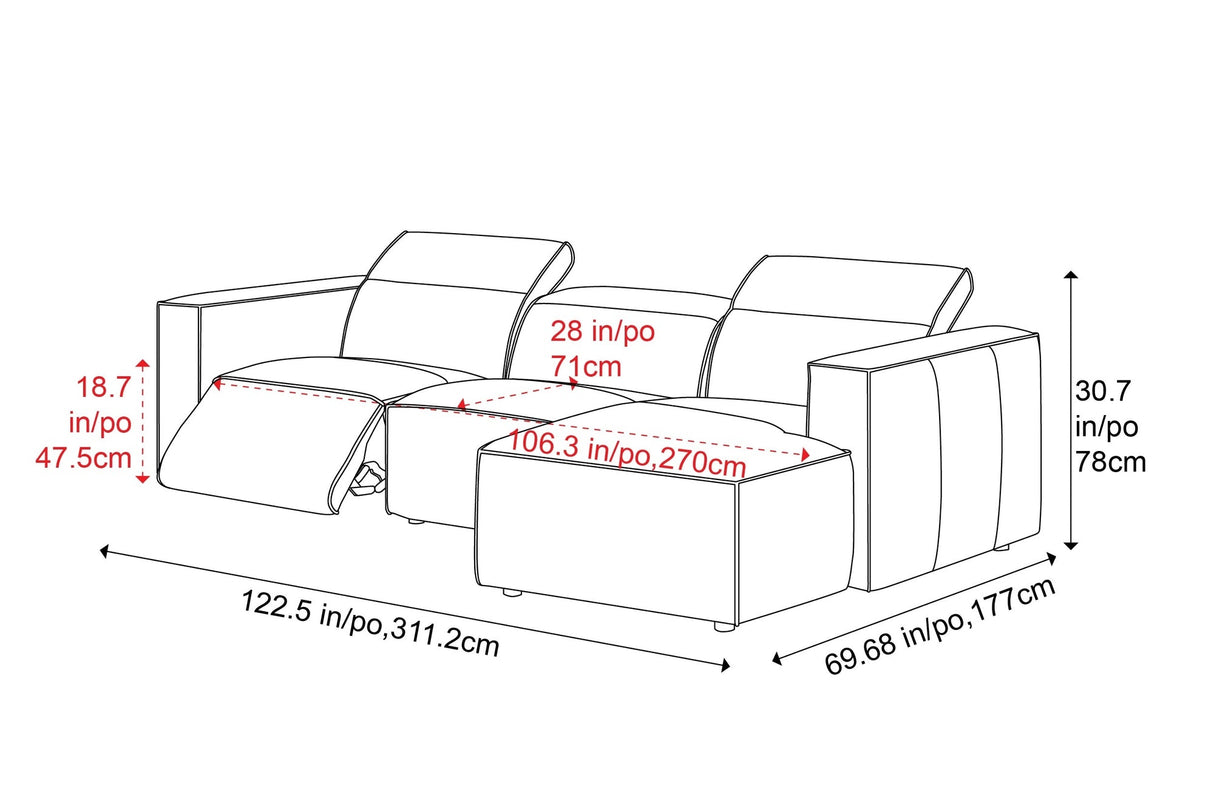Emery Leather Recliner Sectional Sofa