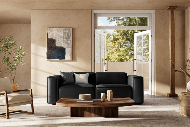 Valencia Emery Leather Recliner Loveseat Sofa, Black