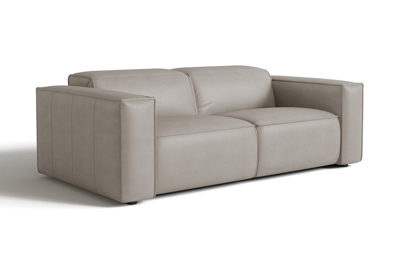 Valencia Emery Leather Recliner Loveseat Sofa, Light Grey