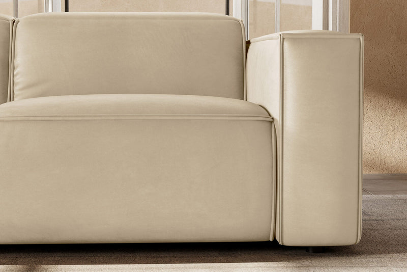 Valencia Emery Leather Sectional Sofa, Recliner Three Seats with Left Chaise, Beige