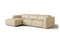 Valencia Emery Leather Sectional Sofa, Recliner Three Seats with Left Chaise, Beige