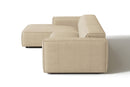 Valencia Emery Leather Sectional Sofa, Recliner Three Seats with Left Chaise, Beige