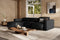 Valencia Emery Leather Sectional Sofa, Recliner Three Seats with Left Chaise, Black