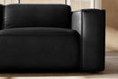 Valencia Emery Leather Sectional Sofa, Recliner Three Seats with Left Chaise, Black