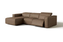 Valencia Emery Leather Sectional Sofa, Recliner Three Seats with Left Chaise, Brown