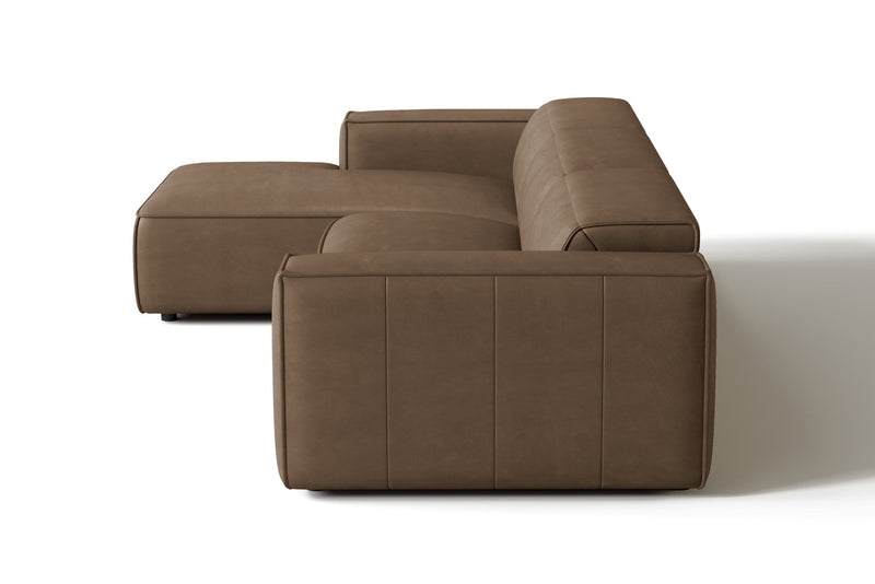 Valencia Emery Leather Sectional Sofa, Recliner Three Seats with Left Chaise, Brown