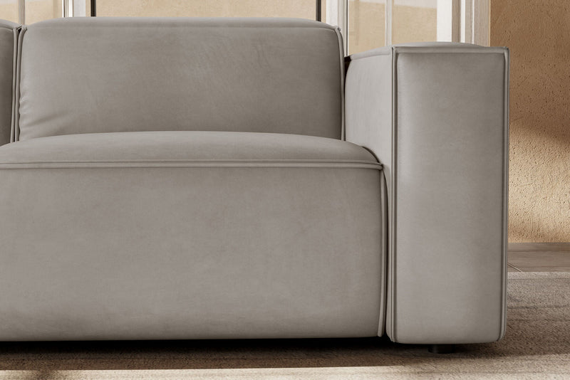 Valencia Emery Leather Sectional Sofa, Recliner Three Seats with Left Chaise, Light Grey