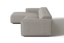 Valencia Emery Leather Sectional Sofa, Recliner Three Seats with Left Chaise, Light Grey