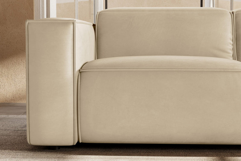 Valencia Emery Leather Sectional Sofa, Recliner Three Seats with Right Chaise, Beige