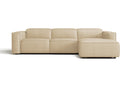 Valencia Emery Leather Sectional Sofa, Recliner Three Seats with Right Chaise, Beige