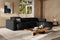 Valencia Emery Leather Sectional Sofa, Recliner Three Seats with Right Chaise, Black