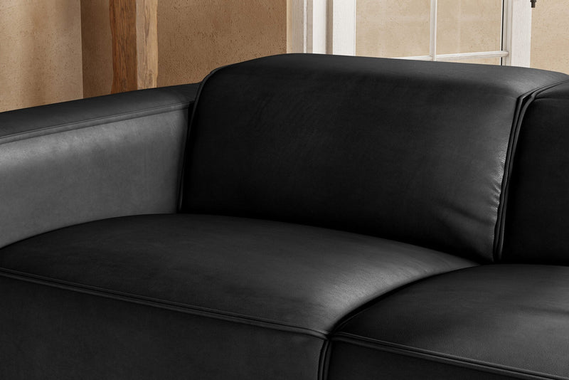 Valencia Emery Leather Sectional Sofa, Recliner Three Seats with Right Chaise, Black