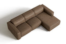 Valencia Emery Leather Sectional Sofa, Recliner Three Seats with Right Chaise, Brown