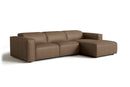 Valencia Emery Leather Sectional Sofa, Recliner Three Seats with Right Chaise, Brown