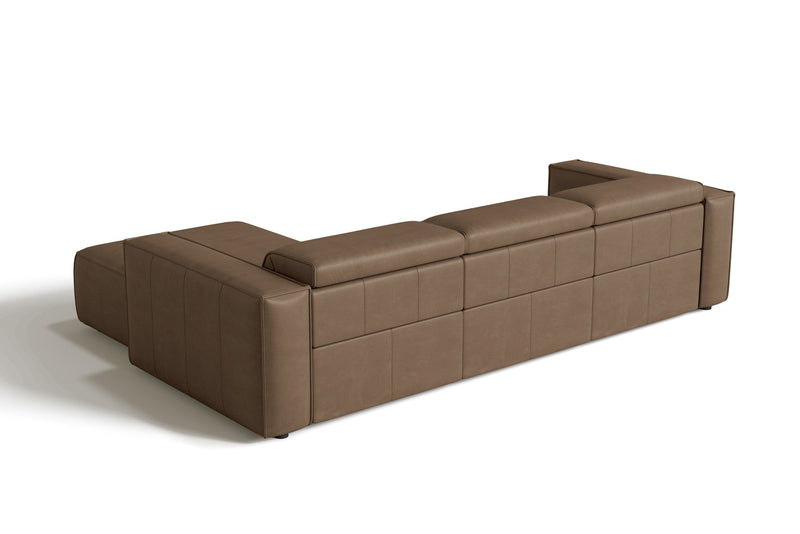 Valencia Emery Leather Sectional Sofa, Recliner Three Seats with Right Chaise, Brown