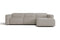 Valencia Emery Leather Sectional Sofa, Recliner Three Seats with Right Chaise, Light Grey