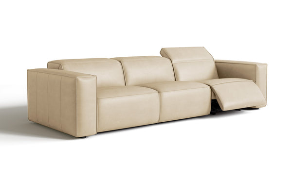 Valencia Emery Leather Recliner Three Seats Sofa, Beige