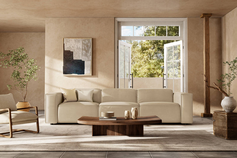 Valencia Emery Leather Recliner Three Seats Sofa, Beige