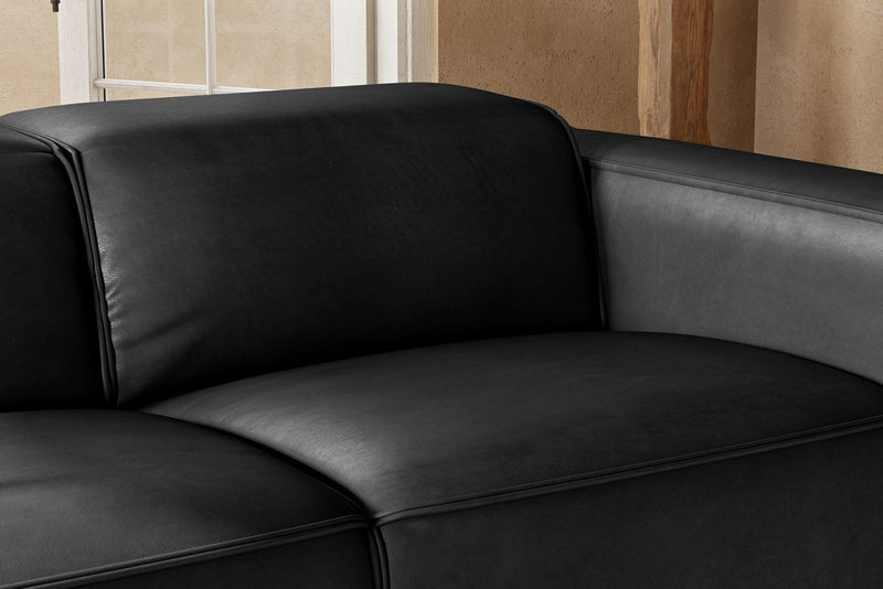 Valencia Emery Leather Recliner Three Seats Sofa, Black