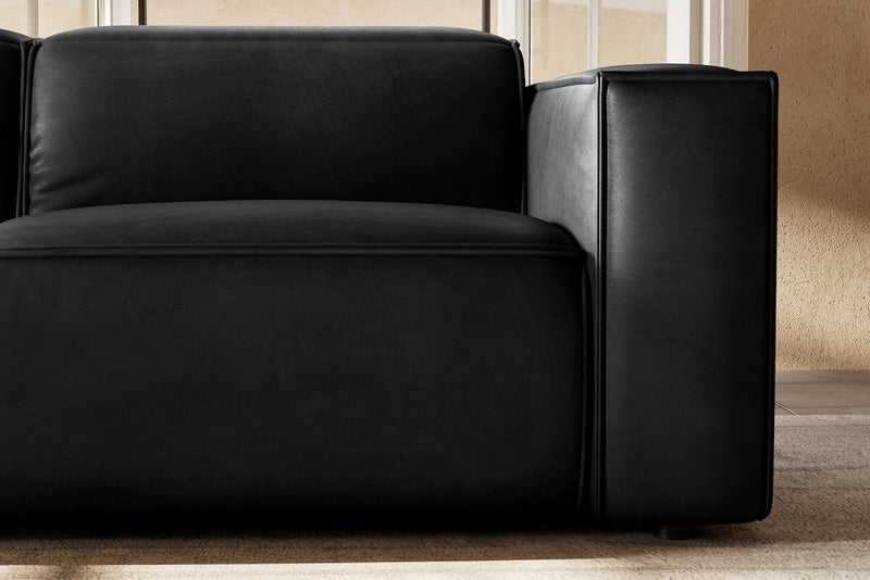 Valencia Emery Leather Recliner Three Seats Sofa, Black